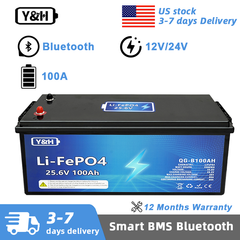 Lifepo4 12V 100Ah Bms Bluetooth - [Pengiriman Lokal] Baterai LiFePO4 Y&H 12V