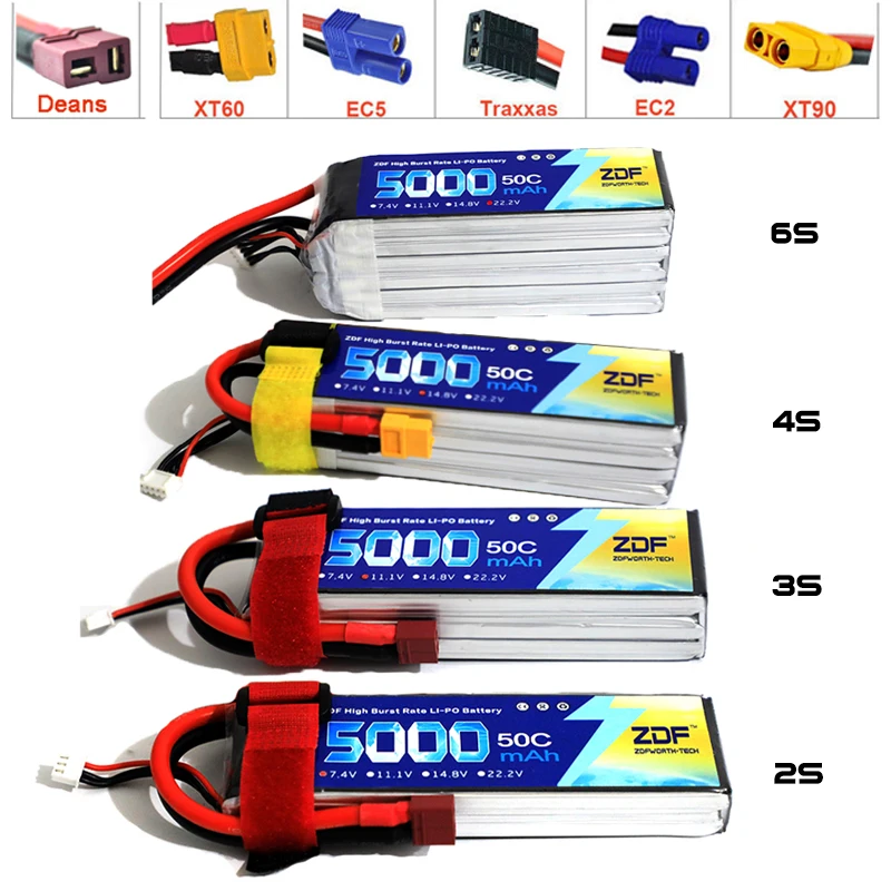 6S Lipo Battery 22.2V 5000Mah - ZDF Drone mobil FPV, baterai LiPo