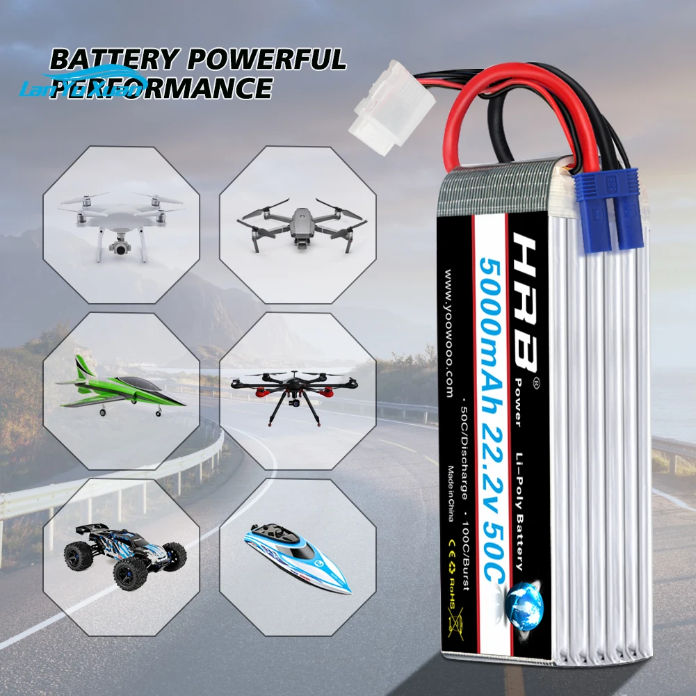 2 Buah Baterai Lipo 6S 22.2V 5 - 6S Lipo Battery 22.2V 5000Mah ulasan dan harga