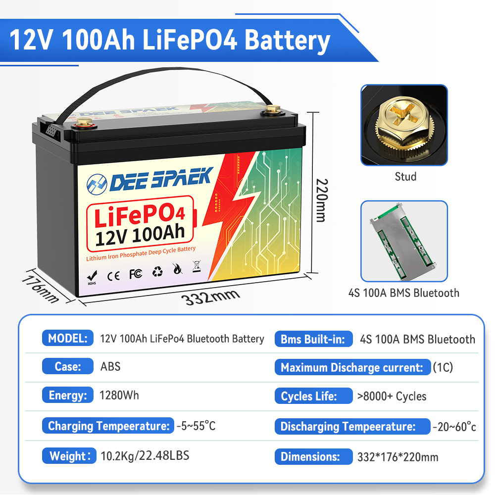 DEEPSPAEK Baterai Lifepo4 12V  - Lifepo4 12V 100Ah Bms Bluetooth ulasan dan harga