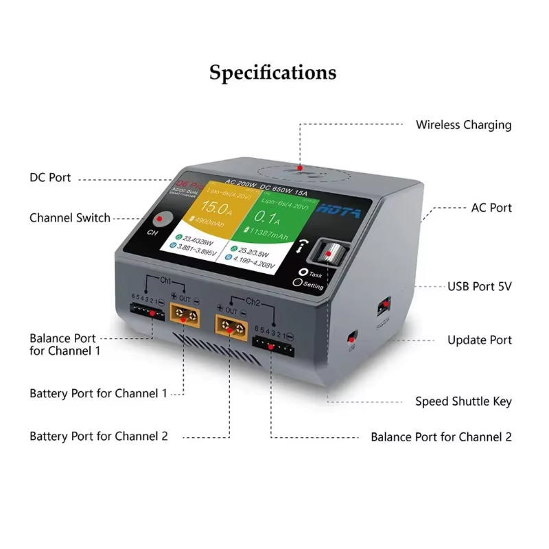 HOTA D6 Pro 200W AC 650W DC Pe - Hota D6 Pro Dual Lipo Charger ulasan dan harga